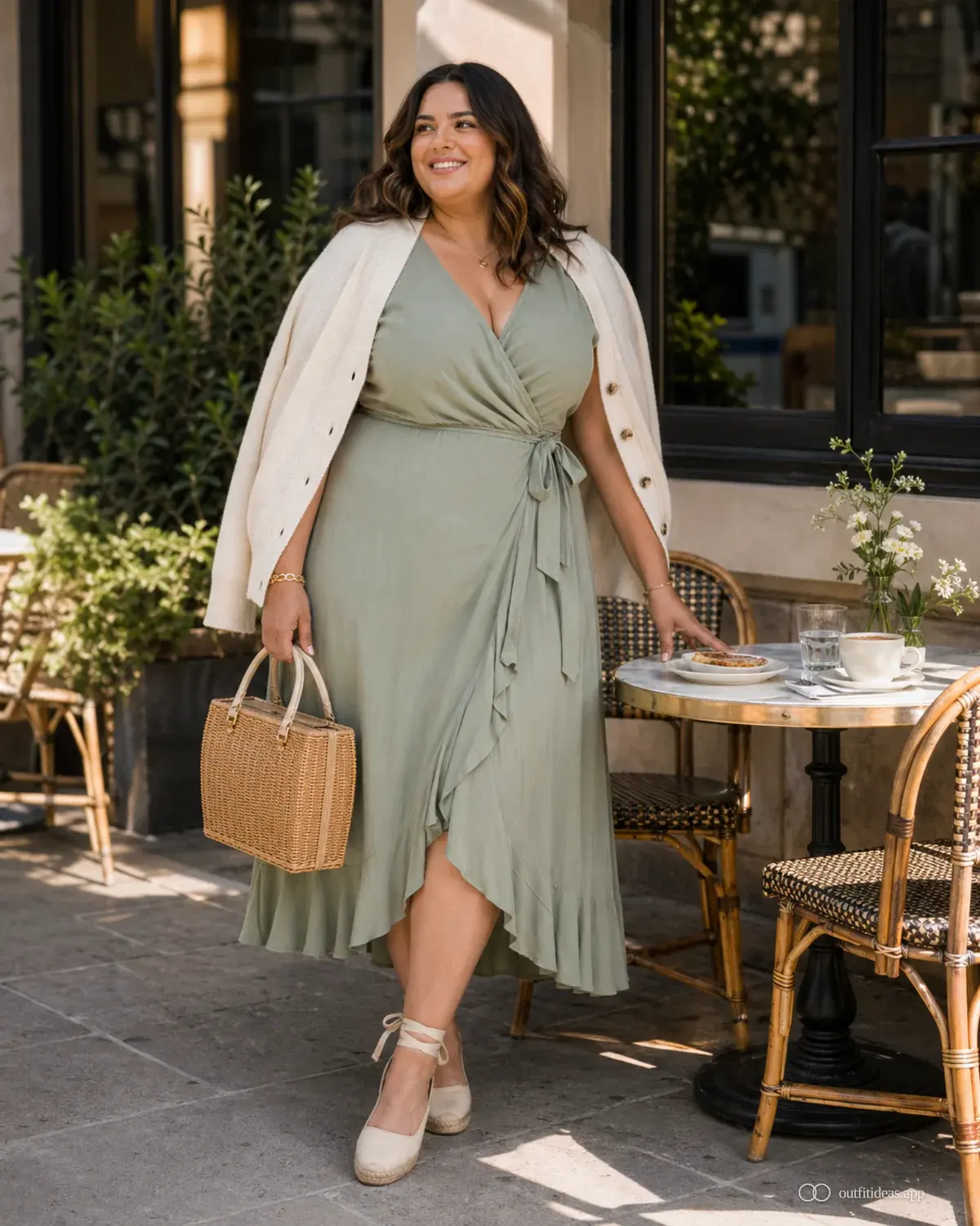 brunch outfit ideas soft contrast look with a complete outfit, practical shoes, and scene-ready accessories