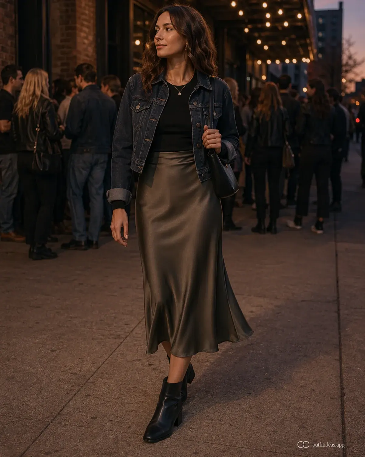 concert outfit ideas layered variation with full outfit styling, practical footwear, and scene-ready accessories