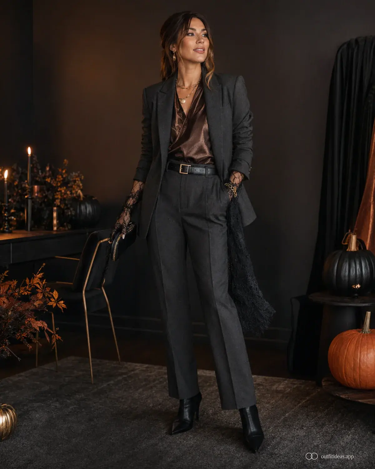 halloween outfit ideas layered variant with a complete outfit, practical shoes, and scene-ready accessories