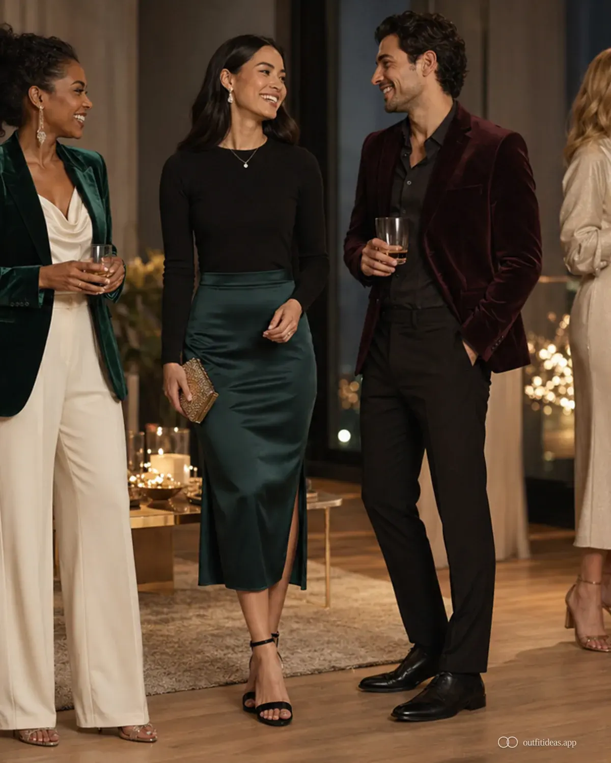 holiday outfit ideas hero image with a complete outfit, practical shoes, and scene-ready accessories
