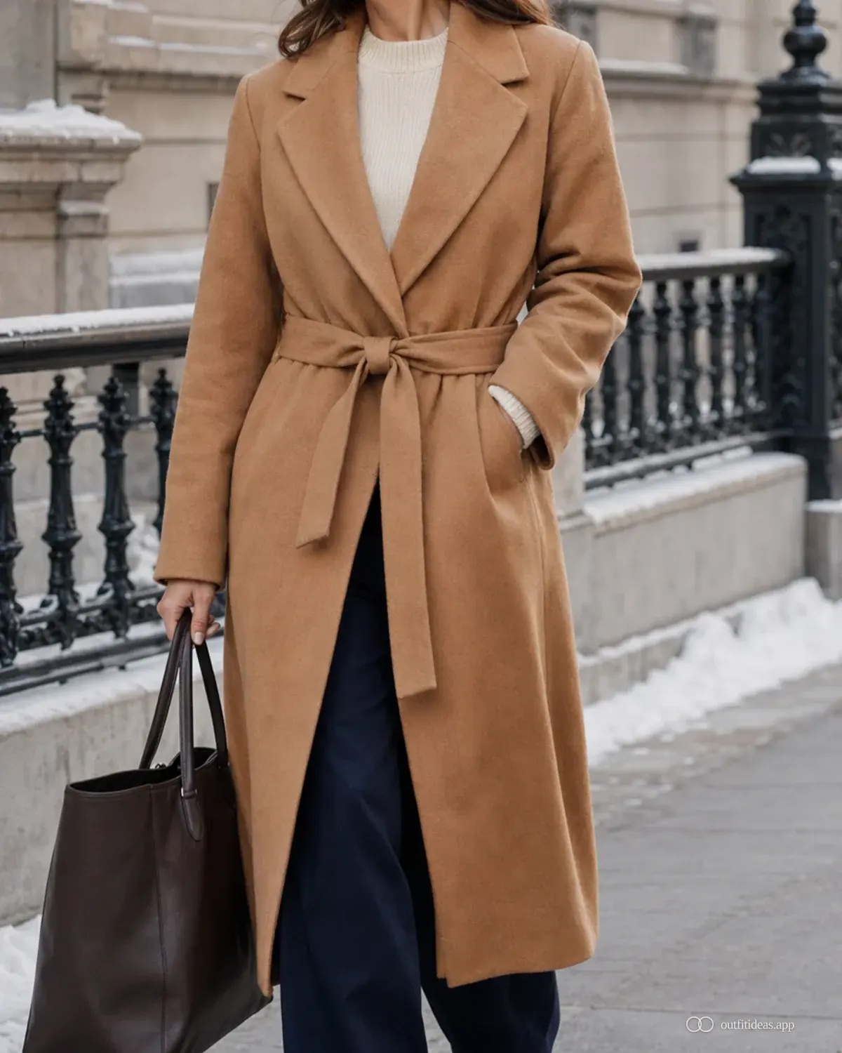 winter outfit ideas layered variation with full outfit styling, practical footwear, and scene-ready accessories