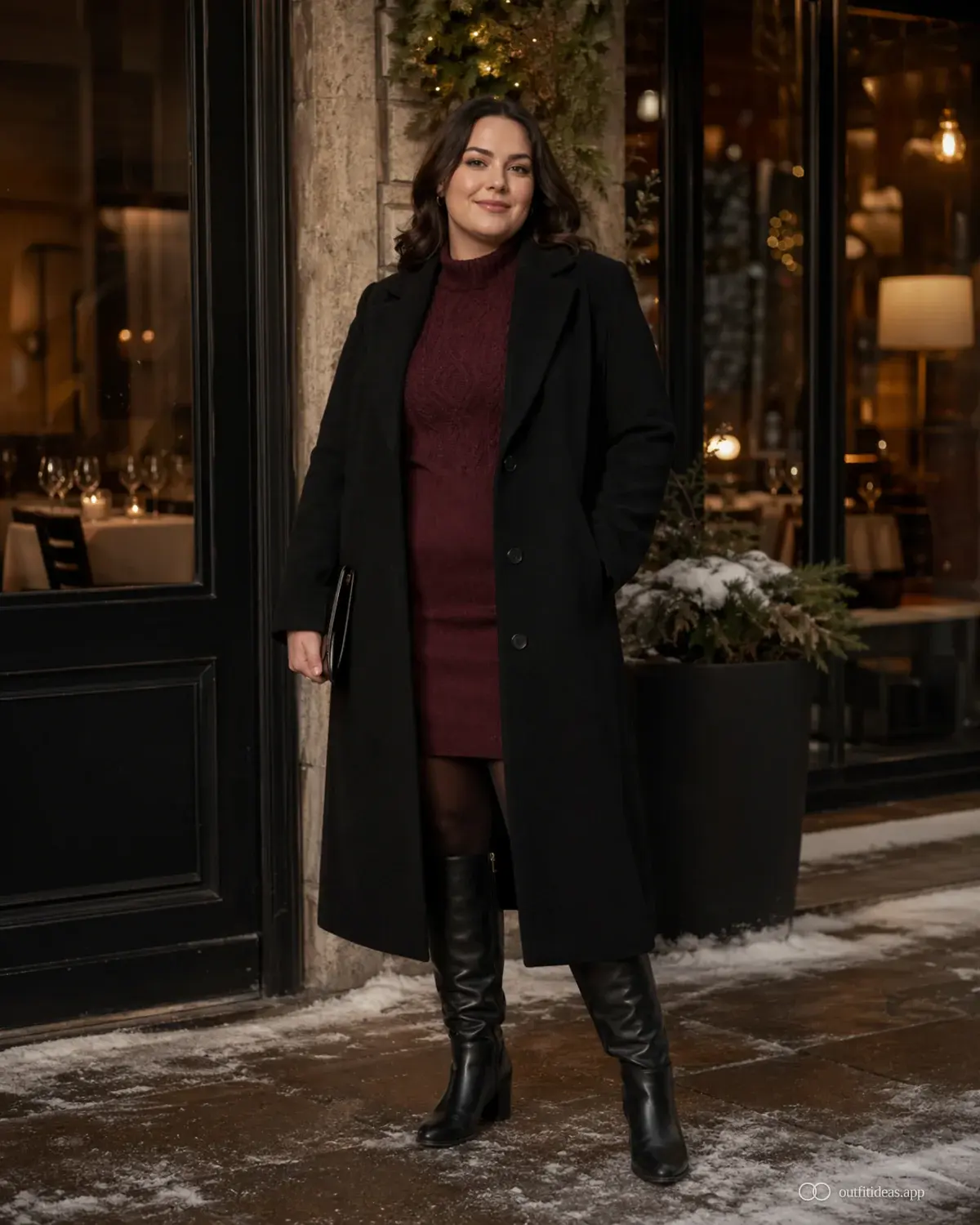 winter outfit ideas soft contrast look with full outfit styling, practical footwear, and scene-ready accessories